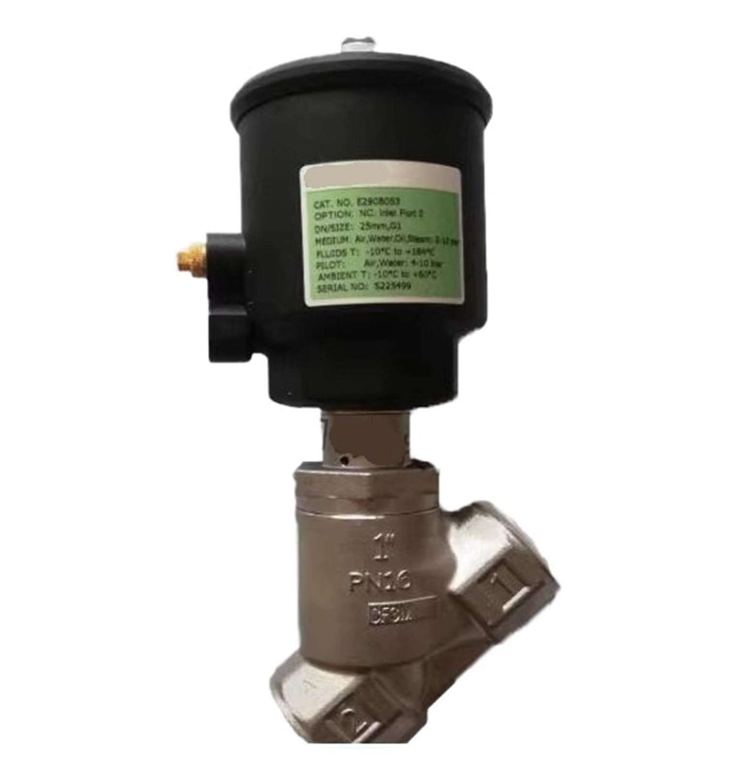 RCGKNNMUZ Pneumatic angle seat valve E290B053 DN25 stainless steel G1 angle seat valve