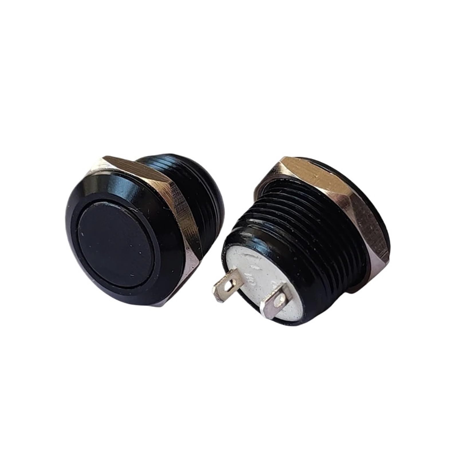 KFGWOPOYVY 12mm Mini Black Metal Button Switch 2Pin No Light No Locking Momentary Auto Reset Click Waterproof