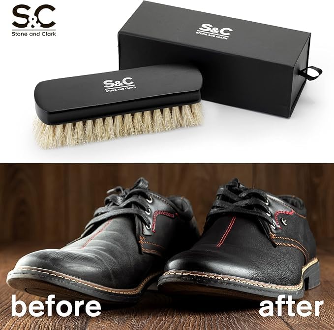 Miniatura 5 de Cepillo Premium de Betún de Zapatos de Crin de Caballo  Cepillo de Zapatos de Madera de Haya Hecho a Mano para Brillo y Abrillantado  Lujoso Cepillo