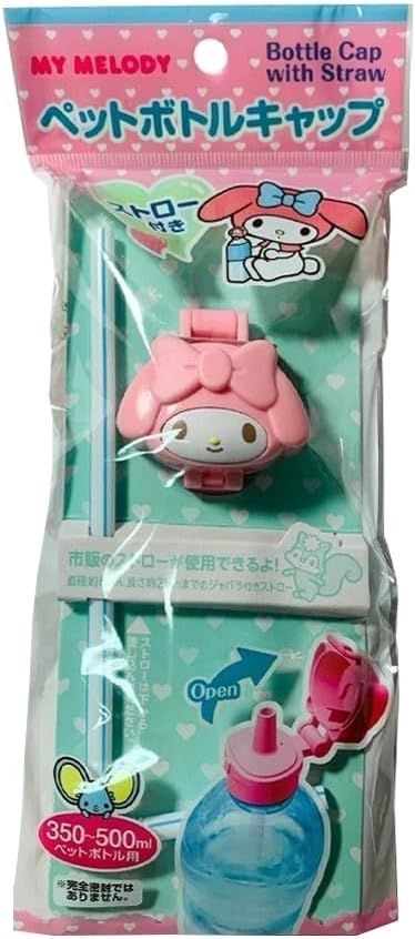 Sanrio My Melody Plastic Bottle Cap with Straw