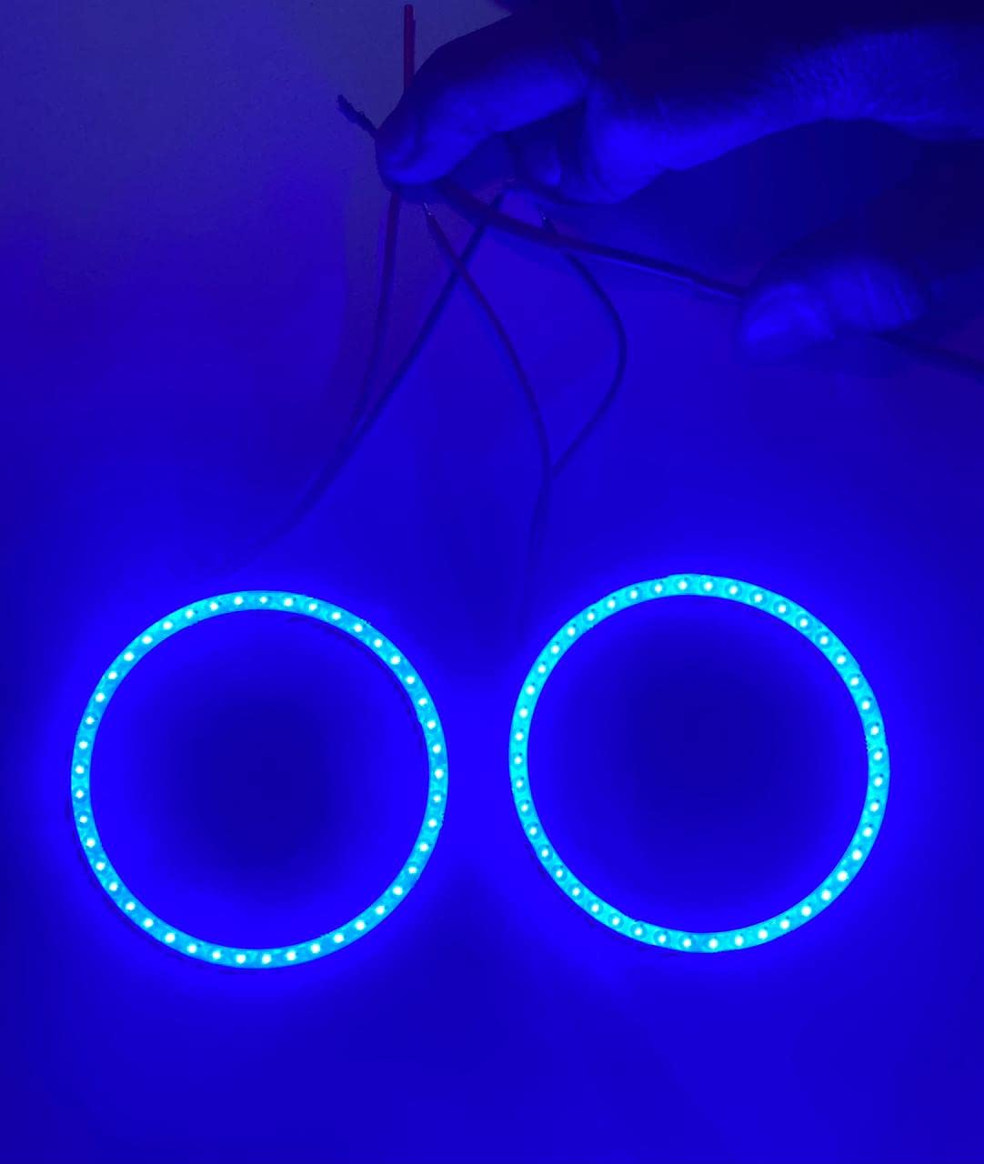 AUTO MT CAR BIKE UNIVERSAL BRIGHT 60MM 70MM DRL Daytime Running Light Angle Eyes Led Ring Bike COB LED Angel Eyes Halo Ring DRL Halo Ring COB Chips (1PC BLUE 70MM)