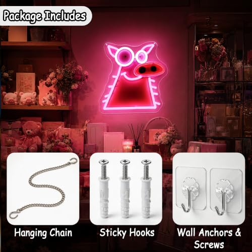 Image of Funny Pig Neon Sign for Wall Decor Dimmable Led Neon Lights Signs