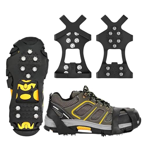 Crampons Neige Chaussures, Crampons Neige 10 Dents, Crampon Style De Couvre-Chaussures, Cramponss Neiges Chaussures pour Marche en Montagne, Voyages, PêChe Et...