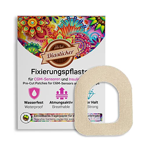 Diasticker® | Omnipod Fixierpflaster (10 Stück, Beige) | Wasserfest - Atmungsaktiv - Starker Halt | Pod-Fixierung, Patch, Fixierung, Tape, Overpatch, Pflaster