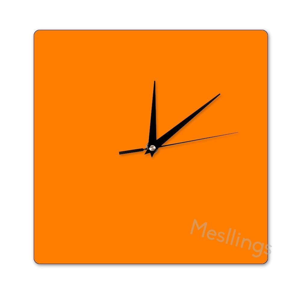 Mesllings Scale-Free Wall Clocks Orange Square Wall Clock, Wall Decor Clocks for Kitchen, Office, Retro Hanging Clock, Home Decor Accessories