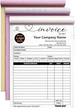 Amazon.com : Custom Sales Invoice Custom 2 Part Invoice, Custom Sales ...