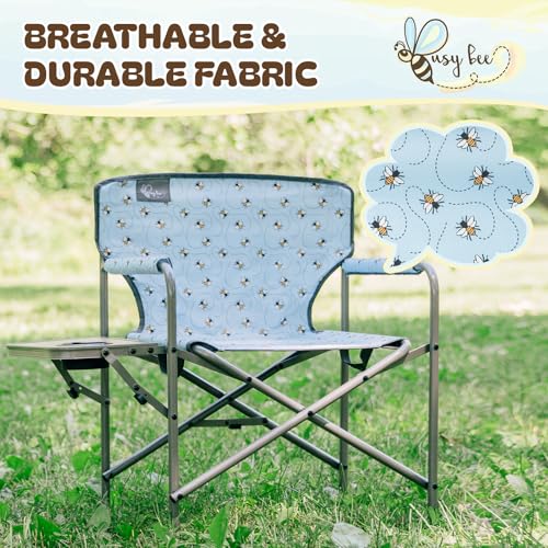 Busy Bee Kids Director Camping Chair with Foldable Side Table, Lightweight, Flat Folding, Compact and Portable, Perfect Kid Beach Chairs, Supports 150 Lbs. - image 5