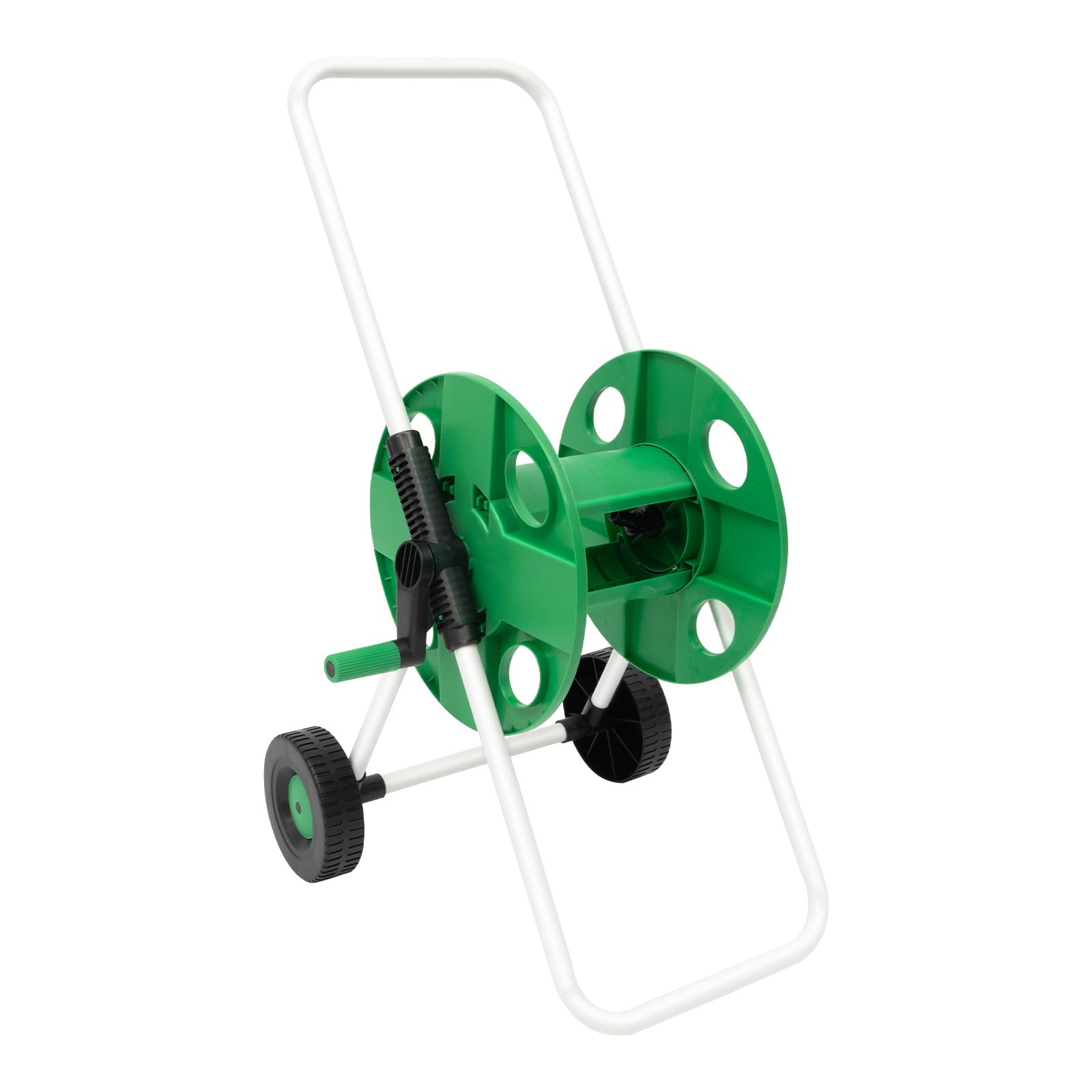 Carrello avvolgitubo senza tubo flessibile 50 m Capacità (tubo da 1/2"), Avvolgitubo in acciaio inox, tubo da giardino con 2 ruote, per giardini, fattorie