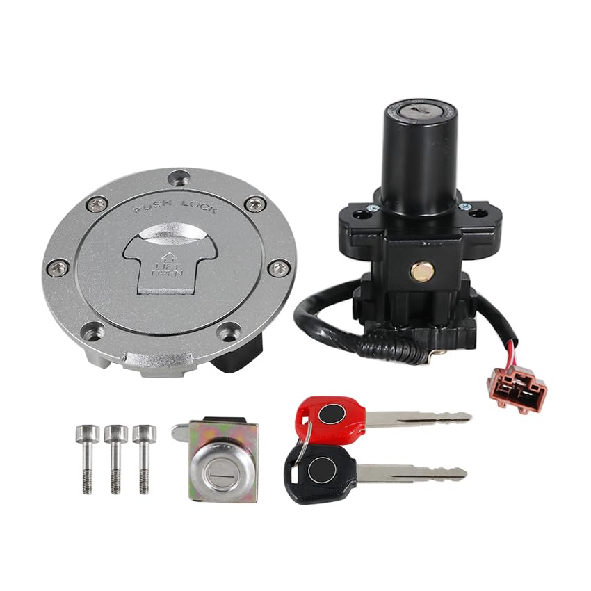 Ignition Switch Fuel Gas Cap Seat Lock Keys Replacement Kit 35010-MFJ-A00 35010-MFJ-A40, 35010-MJC-A00, for Honda CBR600RR 2007-2017, for Honda 35010-MFN-D00 35010-MFN-L61