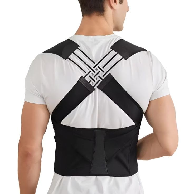 QP360 Posture Corrector Back Support Brace Belt, Adjustable Cross Design Upper and lower Backbone Pain Relief Belt Backbone Posture corrector belt (XL)