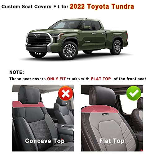 Huidasource Tundra Seat Covers, Front & Rear Waterproof Leather Car Seat Cover, Custom Seat Cushion Protector Fit For 2022 Toyota Tundra Crewmax/Double Cab Pickup Truck (Full Set/Black) #TOP6