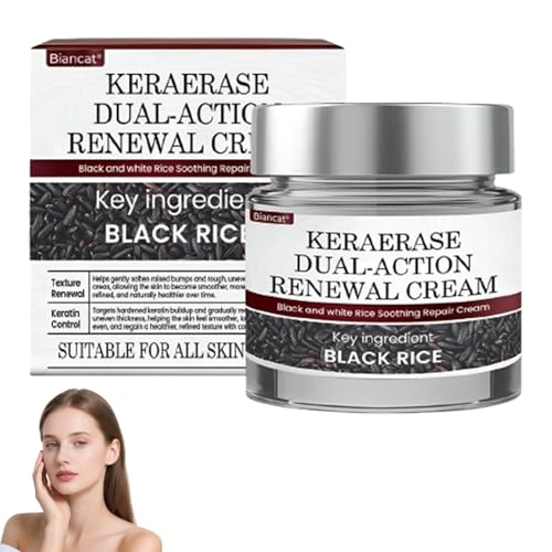 Biancat KeraErase Dual-Action Renewal Cream Professional Skin Treatment Serum Black and White Rice Soothing Repair Cream Natural Body Serum Suitable for All Skin Types (1 Bottle)