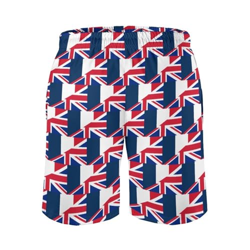 Flag of France and United Kingdom Mens Swim Trunks Quick Dry Beach Swimming Shorts with Mesh Lining and Pockets4