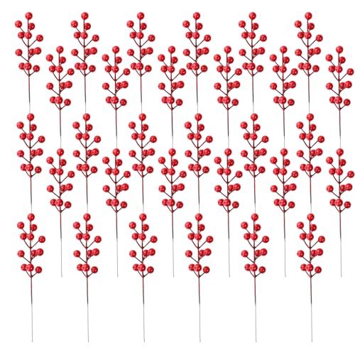 VEGCOO 30 Stück Künstliche Rote Beeren, 19cm dekorative Zweige,...
