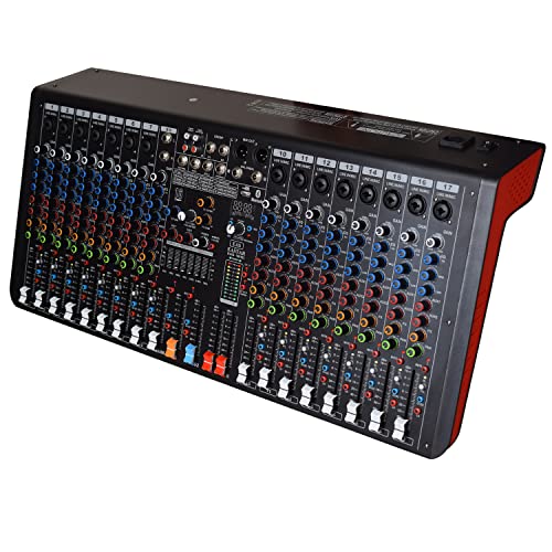 Image of kh Professional 16 Channel Audio Mixer, 15 Mono & 1 Stereo Channel, Mixing Console and Two Aux Paths w /USB Audio Interface, BT Function, 16 DSP Effects, 7-Band EQ, For Studio, Stage (16 Channel)