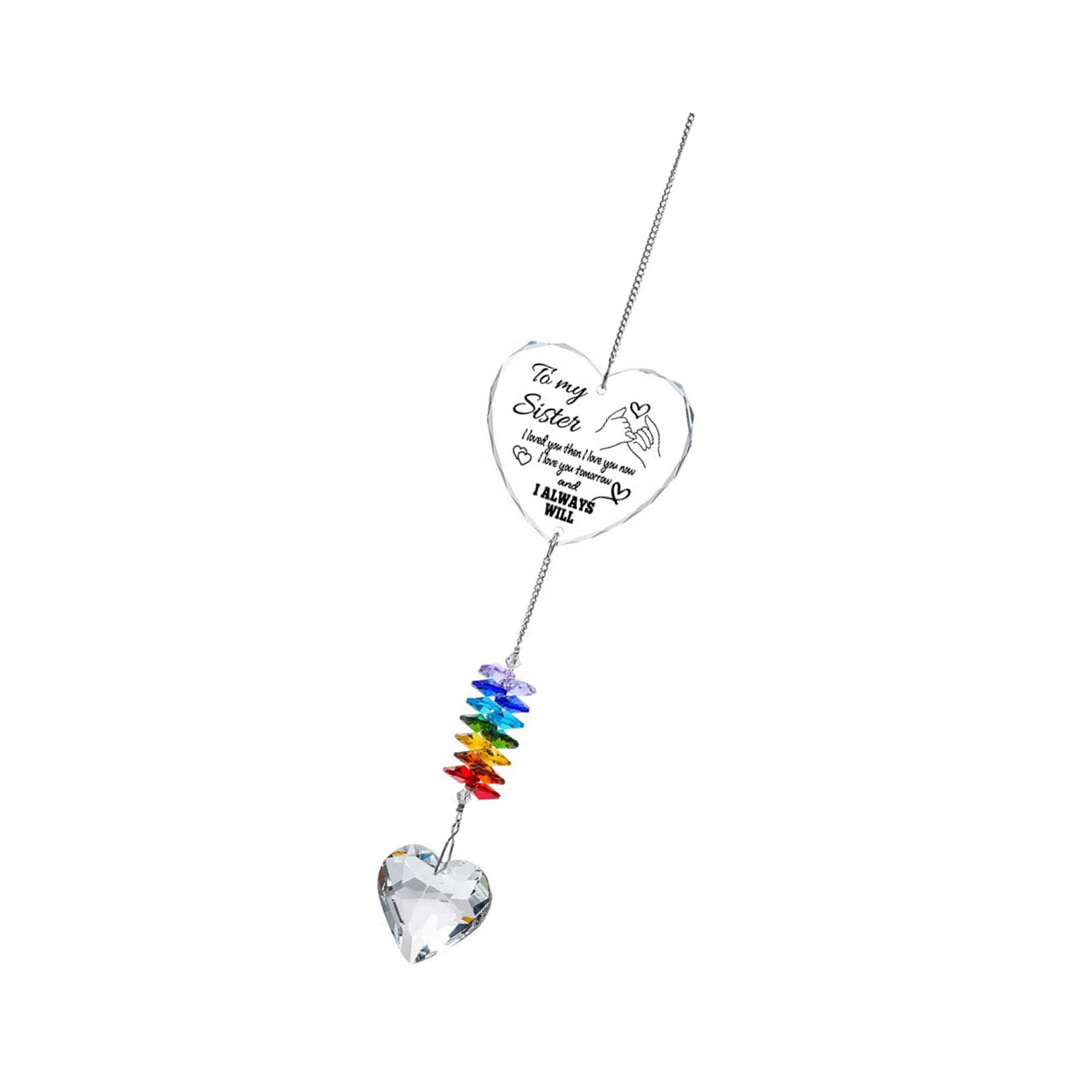 Pangboer B Mothers ' Day Heart Wind Chimes Acrylic And Crystal Texture Delicate Design Hanging Pendant For Indoor Window Decoration Spectrum Wind Toll