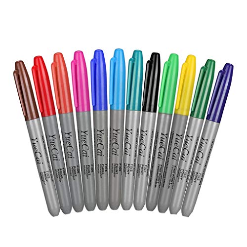 XGao 12pc Temporary Tattoo Marker Pen, Dual-Tip Water Resistant Piercing Skin Pens, Quick