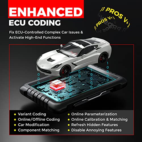 Launch X431 PROS V+ Diagnostic Scanner with CANFD, ECU Coding Car Scanner, AutoAuth for FCA SGW, Key Programmer,37 Plus Reset with Bidirectional Scan Tool, OEM Full System Diagnostic for All Cars