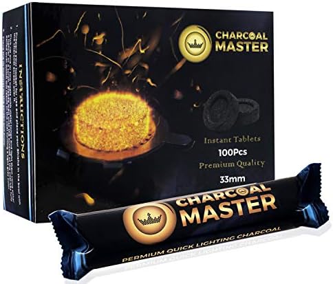 New Quick Light Charcoal by Charcoal Master – Instant Coal Disks – Incense Coal Tablets – Charcoal Disks – Set of 100 Charcoal Disks per Box – Quick Light Charcoal Briquettes (33mm Capsule)