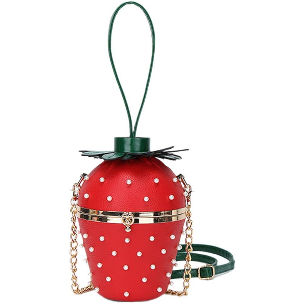 Baokuan Women's Style 2 Strawberry Crossbody Purses For Cute Crossbody Bag Fun Bucket Bag With Adjustable Shoulder Strap