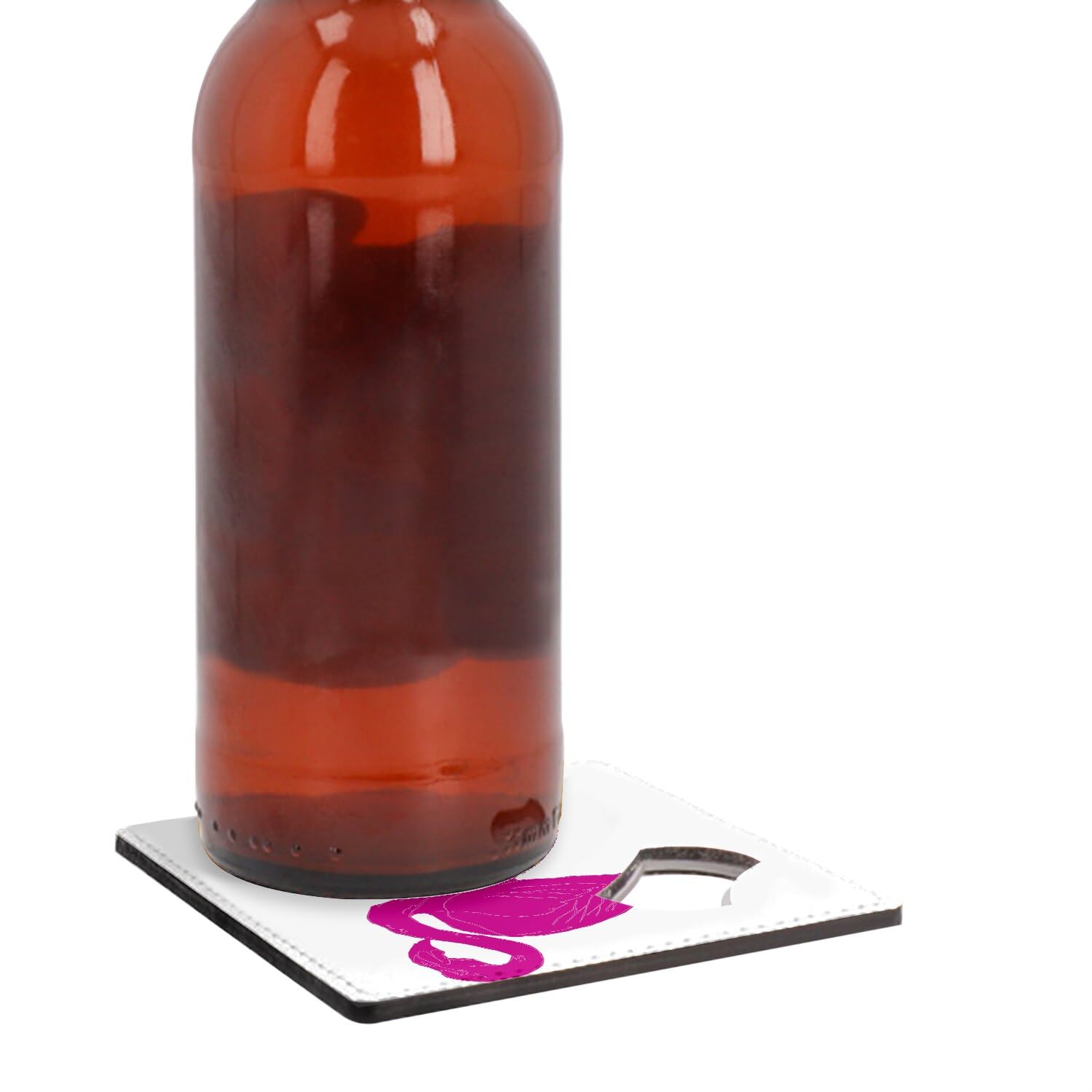 Dessous De Verre Flamants Roses - 9,5 X 9,5 Cm, Dos En Liège - Motif Floral Violet Et Rose