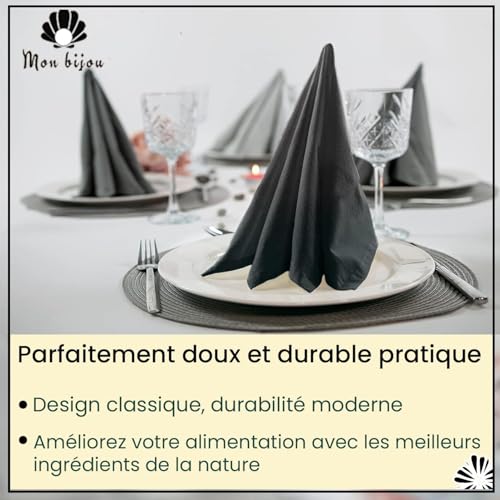 Serviettes de Table Tissu Coton Lavables Réutilisables Restauration