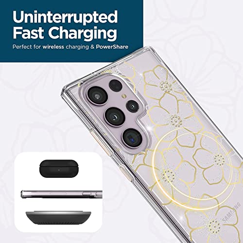 Case-Mate Samsung Galaxy S23 Ultra Case [6.8"] [12Ft Drop Protection] [Wireless Charging] Floral Gems Phone Case For Samsung Galaxy S23 Ultra -Cute Bling Sparkle Case W/Anti-Scratch, Shockproof, Slim #TOP7