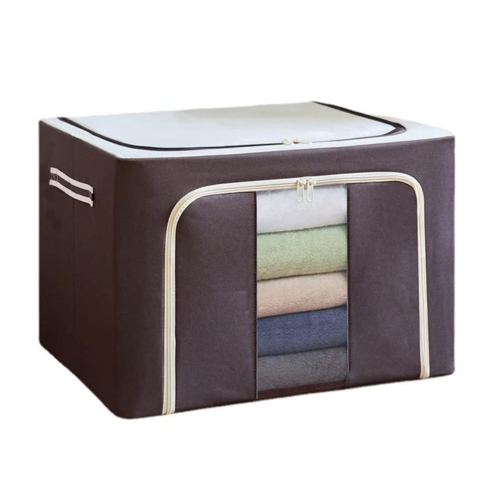 ETRGFTHU Clothes Storage Box Under-bed Storage for Household Sundries Collapsible Large Capacity Organizer Quilt Storage(Brown,50cm*40cm*36cm)