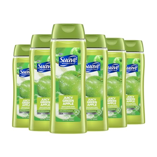 Suave Moisturizing Body Wash with Juicy Apple and Vitamin E Extract No Parabens No Phtahaltes 18 Oz Pack of 6