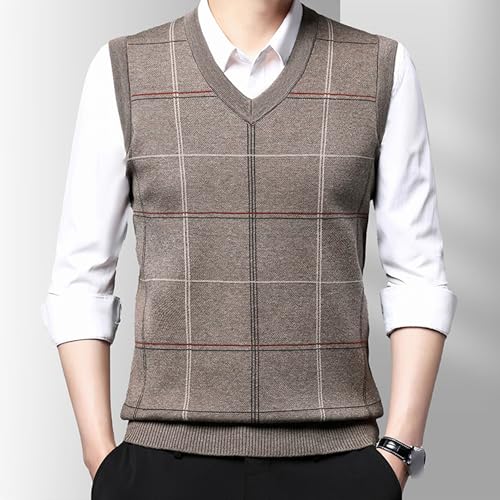 Mens V Neck Argyle Sweater Vests Slim Fit Knitted Pullover Vest Pullover Autumn Winter Warm Sleeveless Vest3