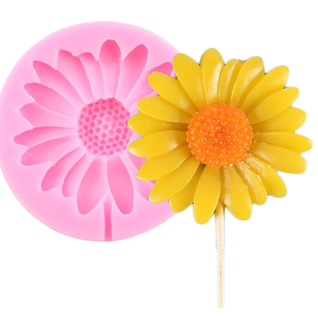 Single Cavity Sunflower Fondant Mold Chrysanthemum/Daisy Flower Mould for Fondant Cake Decorating,Chocolate,Sugarcraft, Jelly, Candy, Candle, Polymer Clay, Resin, Soap Crafting Projects