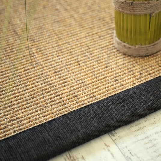 Tapis sisal Yucatan chaume - Ganse chenille brun chiné - 80 x 150 cm