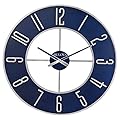 Bulova Steel Oversize Wall Clock, 27", Silver and Blue