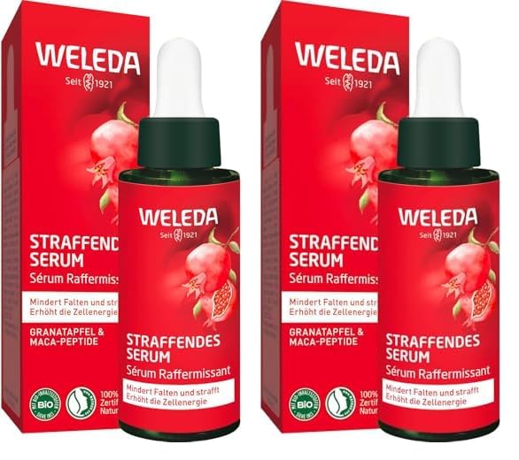 WELEDA Bio Straffendes Serum - Naturkosmetik Natural Anti Aging Gesicht Pflegekonzentrat mit Granatapfelsamenöl & Maca-Peptiden. Gesichtsserum mindert Falten, spendet Feuchtigkeit & strafft (1x 30ml)