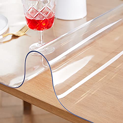 GSPURS PVC Impermeable Transparente Mantel Mesa Antimanchas | Mantel Mesa Comedor y Mesa Cocina Impermeable, Ideal para Cocina,Soporte De Personalización(Size: 90x180cm/35x71in) Cover