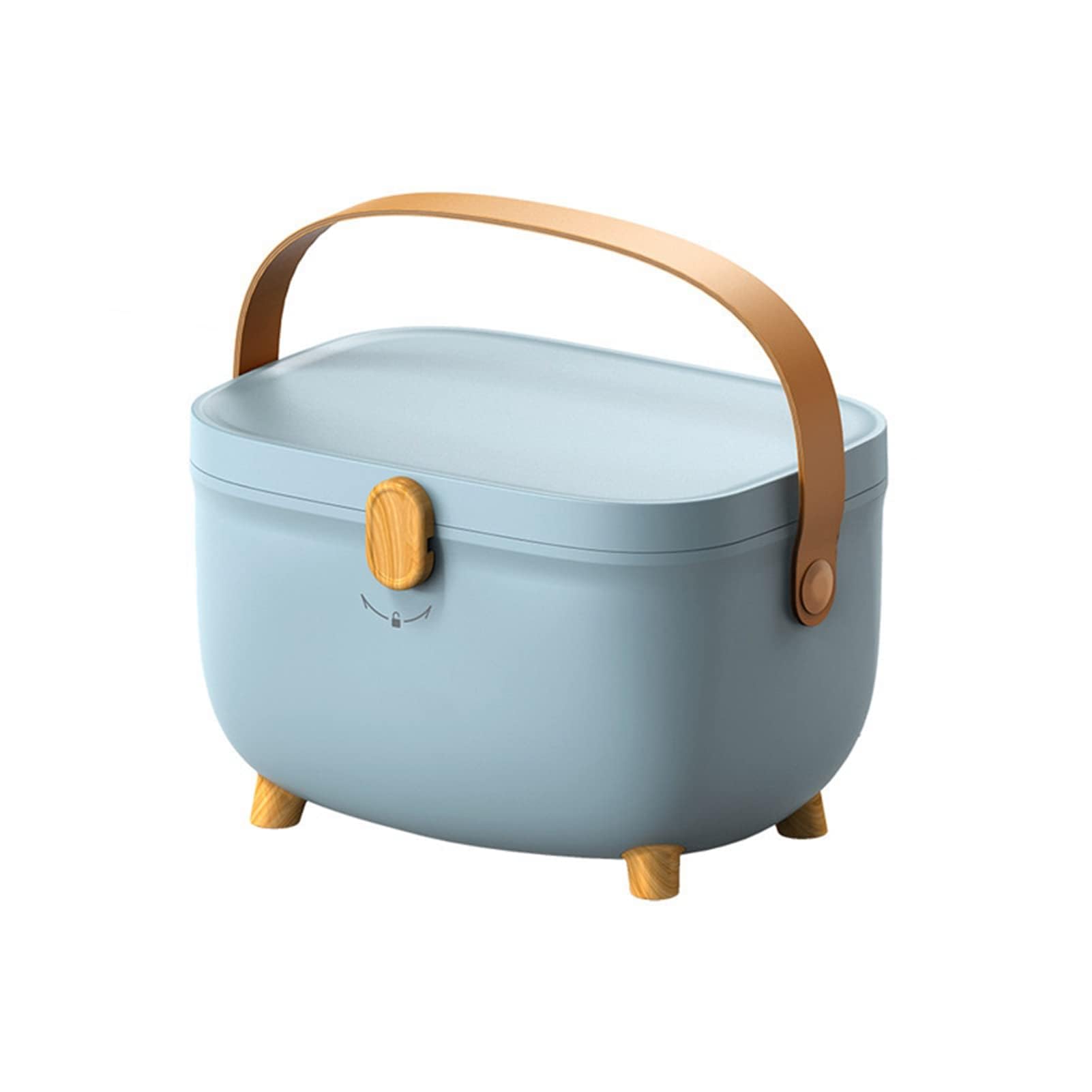 Portable Medicine Box, Reusable Plastic Medicine Storage Box Oval Double Layers Multi Grid Large Capacity Medical Box Organizer for Home Dorm(blue)