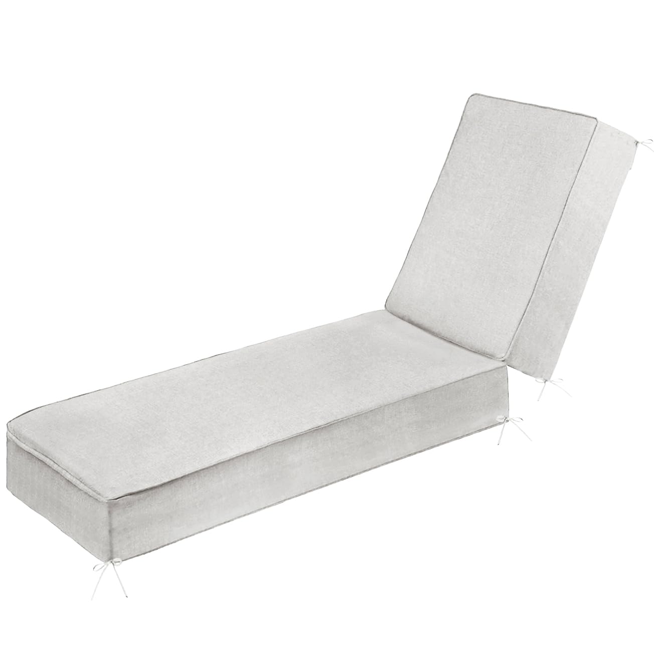 Sundale Outdoor 6 inch thick Water-Resistant Olefin Chaise Lounge Cushions, Durable Lounger Pad with Straps, Perfect for Yard, Patio, Garden, Living Room, Light Gray (80 x 26 Inches)