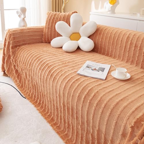 Funda de terciopelo para sofá de 1/2/3/4 plazas, colcha multiusos lavable para sofá, 180 x 280 cm, color amarillo y suave, decoración del hogar