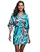 Aibrou Kimono Mujer Novia Bata Corto Sexy y Elegante con Pavo & Flores Pijamas Albornozes Camison Mujer Suave,Cómodo,Sedoso y Agradable