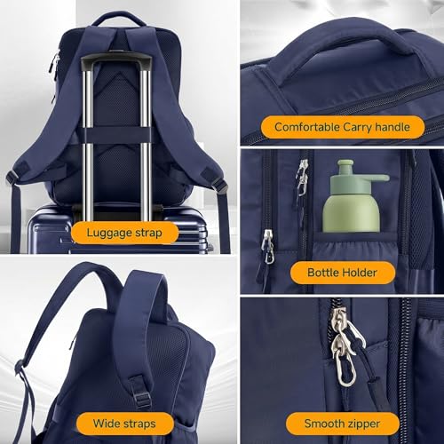 Image of Hoteel Luggage Sets 5 Piece, 4-Year Warranty, Carry-On Luggage with Dual-Spinner Wheels, PC+ABS Hardside Suitcase Set with TSA Lock, Durable Large Suitcase, Dark Blue(20 /24 /28 /DB /TB)