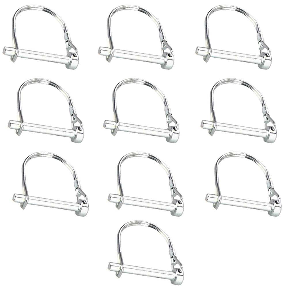 10 Pack de Goupilles de Verrouillage en Fil, Goupilles de Couplage de Sécurité en Forme de D en Acier au Carbone pour Remorque, Goupilles Lynch pour Ferme, Pelouse et Jardin (8 x 80 mm)