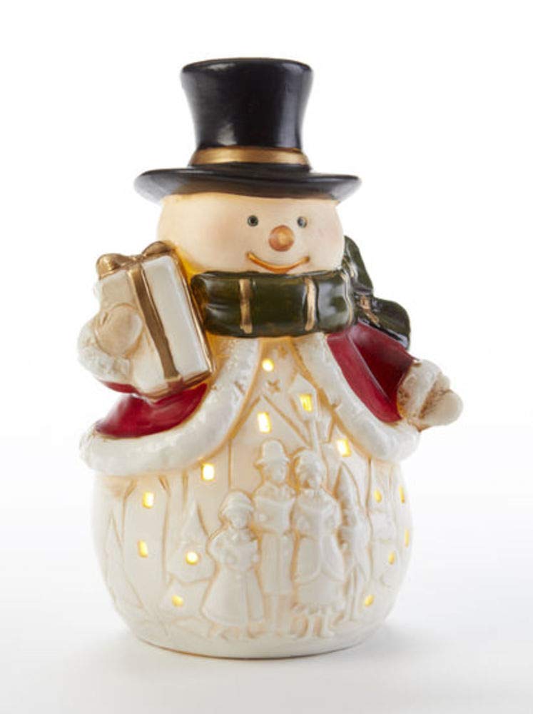 Delton Products5695-8 Porcelain LED Snowman with Gift, 5.25 inch