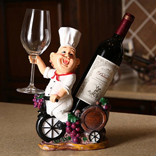 OLizee Fat Chef Resin Decorative Wine Bottle Holder Rack 243112CM Best