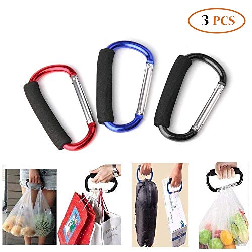 Bujingyun 3pc Ganchos de Gancho de Seguridad Extra Grandes con Forma de D de extragrandes, Herramienta de Transporte de la manija del Soporte de la Bolsa de supermercado