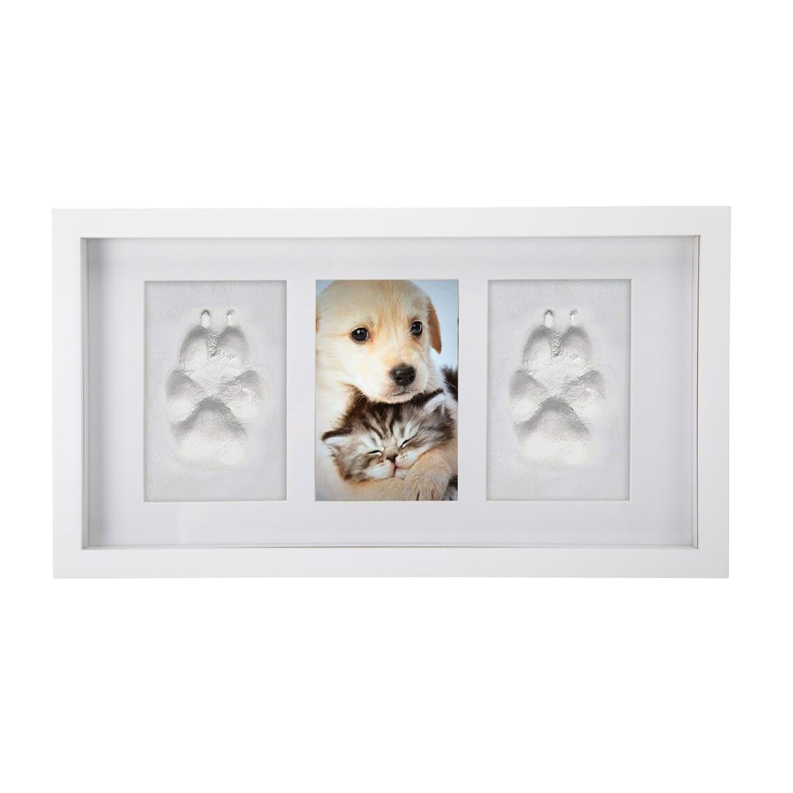 BABIES BLOOM Dog or Cat Paw Print with Photo Frame, Pet Paw Print Impression Kit, Dog or Cat Clay Pawprint Keepsake Wooden Photo Frame (Dog, Cat Frame With White Clay)-image-27
