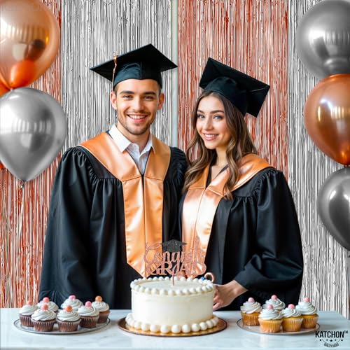 Image of KatchOn, Silver and Rose Gold Fringe Backdrop, Pack of 2 | Silver & Rose Gold Streamers for 16th Birthday, Baby Shower | Bachelorette Party, Bridal Shower Decorations | Graduation Decorations 2026