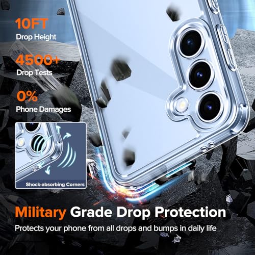 ivoler Nie Vergilbung Klar Hülle für Samsung Galaxy S25 5G, 1 Handyhülle mit 2 Stück Panzer Schutz Glas, [Militärischer Schutz] Stoßfest Transparent Schutzhülle Dünn Durchsichtige Case 4