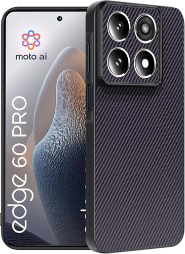 Image of DIZORO Carbon Fiber Case for Moto Motorola Edge 60 pro 5g Smooth Touch Rubber Phone Cases Non-Slip, with Camera Protection Fingerprint Resistant Full Body Protective Shockproof Back Cover -Purple