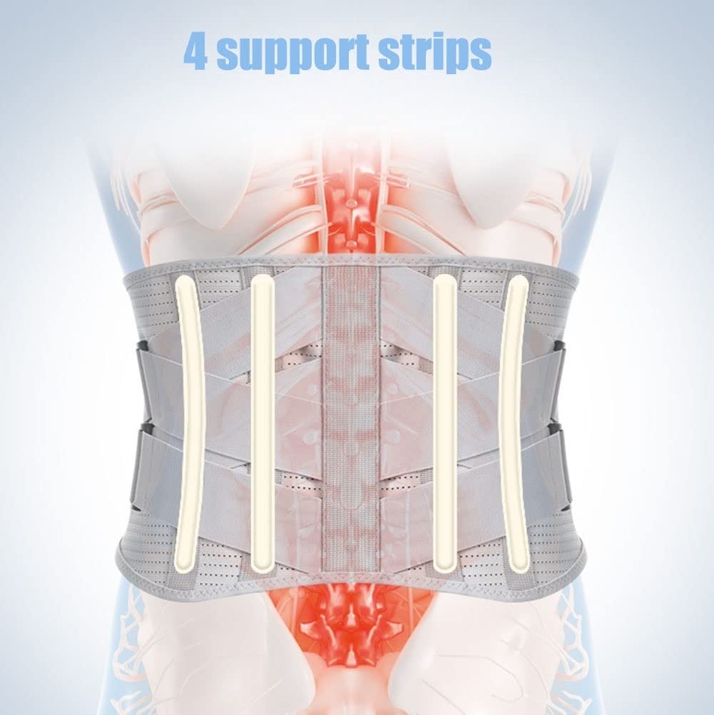 Soporte de espalda para hombres y mujeres, cinturón de apoyo lumbar ajustable, transpirable para el dolor de ciática, soporte de cintura de levantamiento pesado, soporte de espalda baja, hernia de