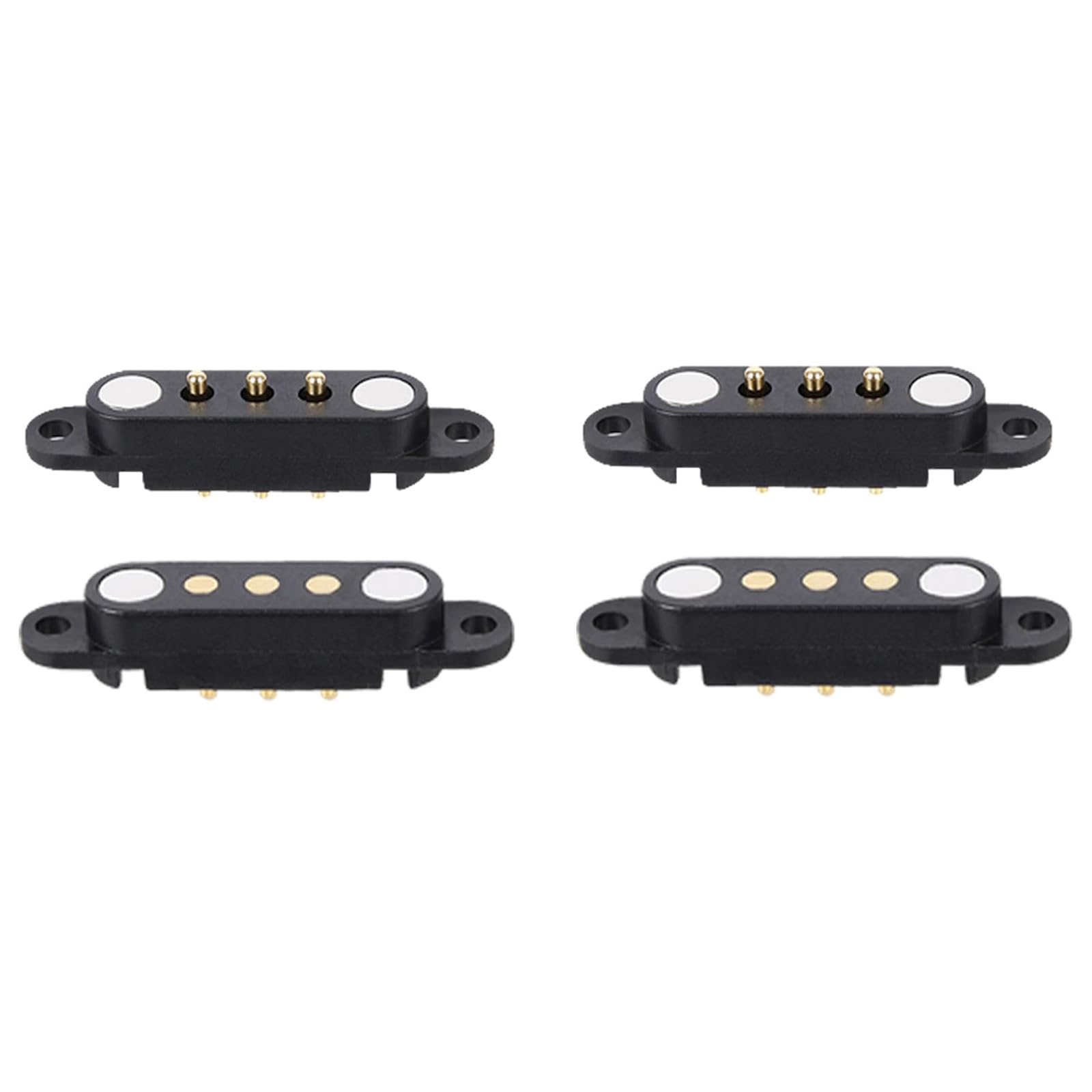 Tcbstone Men's Black 2 Pair 2/3/4/5/6/7/8Pin Magnetic Pogo Pin Connector With Positioning Hole, +Fe 2.54Mm Spring Loaded Pogopin Connector Dc Power Charge Probe Socket (3Pin)